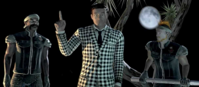 Matthew Perry's character Benny in his signature checkered suit. From Obsidian Studios 2010 game Fallout: New Vegas
Source: Eris Willow 

